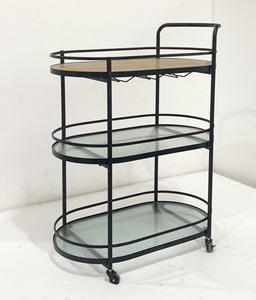 <span class=keywords><strong>Chariot</strong></span> moderne à 3 niveaux en forme de pilule avec roulettes pour hôtels, bars à domicile, salons, cuisines - Porte-verres pour villas et appartements - Product Image 1