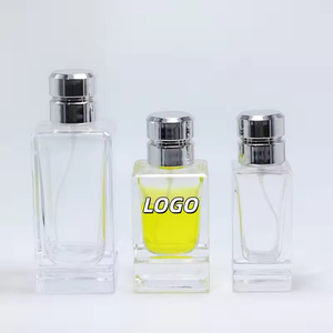 Botellas de Perfume de Vidrio Transparente de Alta Calidad de 50 ml, Botellas de Perfume Vacías de Vidrio Transparente de 50 ml con Tapa Plateada - Product Image 1