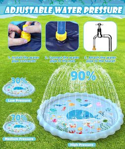Alberca de Agua Inflable de PVC con Diseño Oceánico de 102.3 Pulgadas para Niños, Juegos Acuáticos de Verano para el Patio Trasero - Product Image 4