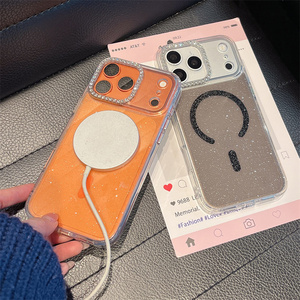 เคสโทรศัพท์ใสแบบไล่สีวิบวับ แม่เหล็กในตัว สำหรับ iPhone 17 16 15 14 Pro Max  ตกแต่งเพชร  ฝาหลังใส IMD ป้องกันการกระแทก - Product Image 4
