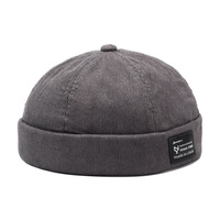 Mode crâne casquette personnalité velours côtelé dôme propriétaire Hip Hop rétro roulé manchette sans bord hommes bonnet chapeaux