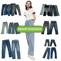Vente directe d'usine, jeans larges pour femmes, styles de mode mixtes d'occasion, vente en gros en vrac pour la revente