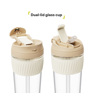 Vente en gros de tasses à café et à eau en <span class=keywords><strong>verre</strong></span> borosilicaté personnalisées avec logo personnalisé avec couvercles et pailles - Product Image 3