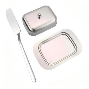 Stainless steel butter box with lid, rectangular butter box, cheese box, pastry plate, <b>bread</b> box, dessert storage dish - Product Image 4