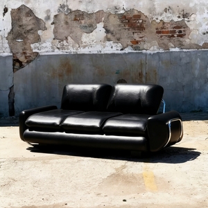 Vente directe usine – <span class=keywords><strong>Canapé</strong></span> Kemet style Hausz, design antique noir, trois places, <span class=keywords><strong>en</strong></span> <span class=keywords><strong>cuir</strong></span>, pour salon, villa, appartement - Product Image 1