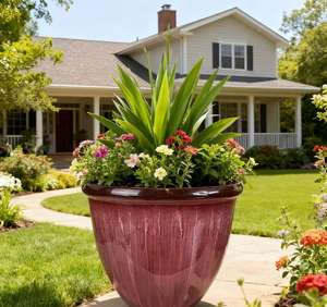 Vasi per Fiori in PP Multicolore Sfumato con Texture, 8"12"14"16", Fioriere Lucide con Bordo Largo, Fori di Drenaggio, Leggeri e Resistenti per Casa e Giardino - Product Image 5