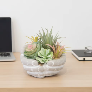 Mezcla <span class=keywords><strong>de</strong></span> Suculentas Artificiales en Maceta Texturizada, Decoración <span class=keywords><strong>de</strong></span> Vegetación Artificial para el Hogar, Oficina, <span class=keywords><strong>Mesa</strong></span> Interior - Product Image 2