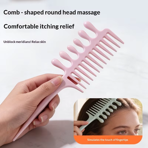 Peine de Masaje de Plástico con Dientes Anchos y Largos para Desenredar el Cuero Cabelludo, Desbloquear Meridianos, Dar Volumen, Resaltar y Seccionar, Multifunción para Peluquería - Product Image 5
