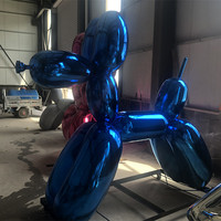 Vente chaude Résine Fibre De Verre Ballon Chien Statue En Plein Air Carré Animal Ornement pour Intérieur Meubles Décoration Art Thème