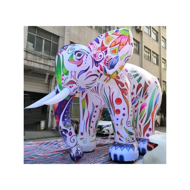 Elefante colorido inflable Led para decoración de eventos de escenario modelo Animal inflable gigante para publicidad al aire libre