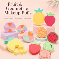 Éponge de maquillage hydrophile en PU en forme de fruit mignon, sans latex, douce et rebondissante, utilisable à sec ou humide, logo personnalisé OEM