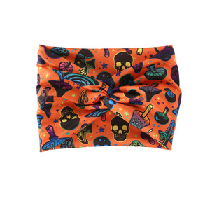 Bandeaux de sport pour femmes en tissu imprimé rétro, larges et élastiques, pour les fêtes d'Halloween, motif tête de mort Ghost Face - Product Image 2
