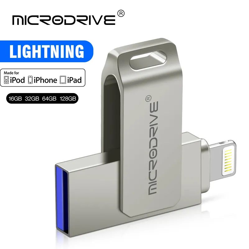 Metal rotate Usb Flash Drive 2 in 1 OTG USB-A to lightning interface usb3.0 pendrive for iPhone iPad computer
