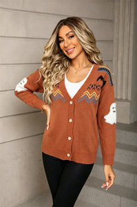 Suéter Cárdigan de <span class=keywords><strong>Punto</strong></span> con Diseño de Murciélago Fantasma para Mujer, Estilo Occidental Vintage, <span class=keywords><strong>Manga</strong></span> Larga, Casual, Retro, Boho, para Otoño e Invierno - Product Image 3