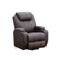 Ziye — chaise rehaussante électrique, siège inclinable de massage et de chaleur, couleur marron, avec support de gobelets