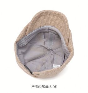 หมวกเบเร่ต์ถักไหมพรมสำหรับฤดูใบไม้ร่วงและฤดูหนาว หมวกทรงนิวส์บอยสไตล์อังกฤษ แฟชั่นลำลองสำหรับผู้ชาย ผสมผสานขนสัตว์ - Product Image 4