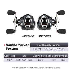 Carrete de Pesca de Alta Calidad TEASER <span class=keywords><strong>SOUTHPAW</strong></span> 2023, 10+1BB, Relación 6.3:1, Carrete de Baitcasting para Pesca en Agua Salada, Mango Potente - Product Image 2