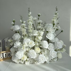 Decoración de Flores Artificiales Blancas de Lujo de 2.5 Pies de Altura para el Pasillo de Boda - Product Image 1