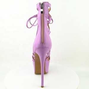 Sexy Hollow Out Back Zip Platform Thin Heel Women <b>Sandals</b> Round Toe Summer Dress Shoes for Lady Dating Shoes Big Size 47 - Product Image 5