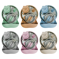 Ensemble de vaisselle pour bébé en acier inoxydable 7 pièces, sans BPA, antidérapant, ensemble de bols et d'assiettes en silicone pour enfants, ensemble de repas pour tout-petits