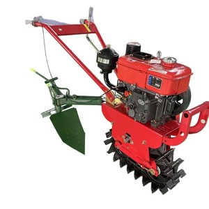 Micro Tiller Diesel Farm <b>Cultivator</b> Single Track Red Multifunctional For Soil Tilling And Plowing - Product Image 3
