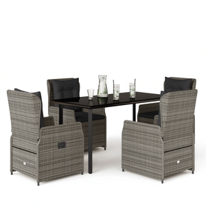 <b>Grey</b> PE Rattan Garden Dining Set 4 Seater Outdoor Furniture Contemporary Style Weather Resistant Steel <b>Frame</b> - Product Image 1