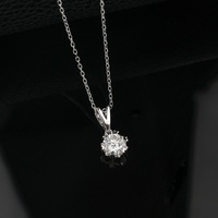 Collier pendentif chaîne en câble en argent sterling 925 plaqué or blanc avec diamants sertis pour femme