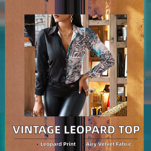 Chemisier à manches longues pour femme, nouvelle mode printemps-automne, vente en gros, style vintage, ample, décontracté, en velours uni, avec manches raglan - Product Image 2