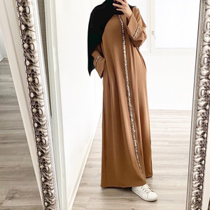 Nouvelle asie du sud-est musulman vêtements pour femmes Robe couture garniture paillettes Robe couleur unie <span class=keywords><strong>Djellaba</strong></span> - Product Image 4