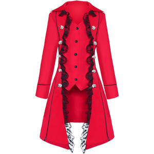 Chaqueta <span class=keywords><strong>de</strong></span> traje victoriano Vintage Medieval para mujer, gabardina <span class=keywords><strong>de</strong></span> encaje con doble botonadura, chaleco Steampunk ajustado, abrigo para mujer - Product Image 3