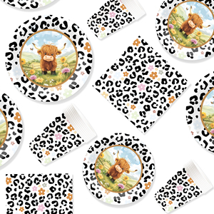 Juego de Decoración para Fiesta de Cumpleaños DAMAI, Venta al por Mayor, Platos de Papel con Diseño de Vaca con Manchas Negras, Mantel, Juego de Vajilla Desechable para Fiesta - Product Image 4