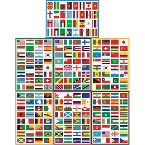 Países banderas pegatinas vinilo impermeable Calcomanía para viaje pasaporte equipaje aula decoración Copa Mundial Juegos Olímpicos A4 7 paquetes - Product Image 1