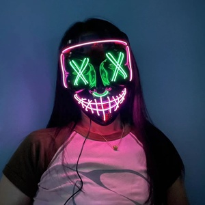 Máscara LED <span class=keywords><strong>de</strong></span> Halloween <span class=keywords><strong>con</strong></span> Inversor EL, Máscara Oni Brillante, Accesorios para Festivales, Máscara <span class=keywords><strong>de</strong></span> Alambre EL Rojo - Product Image 6