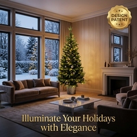 Sapin de Noël Artificiel Premium 150 cm – Gagnant du Test – Pliable pour Intérieur – Comprend un Support en Bois et un Sac de Rangement – Pure Living