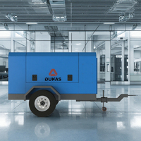 Compresseur d'air électrique mobile sur roues 185cfm lubrifié 380V CA refroidi par air avec bloc compresseur