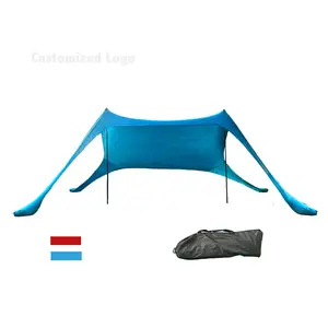 Beach Tent Canopy Sun Shelter Outdoor Portable Family Tent with 4 Sandbag Anchors 2 Pole Shelter for Camping Fishing Backyard