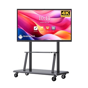 ไวท์บอร์ดอินเทอร์แอคทีฟระบบสัมผัส IR ขนาด 75 นิ้ว 4K UHD ระบบปฏิบัติการคู่ พร้อมกระจกนิรภัยป้องกันแสงสะท้อน 3 มม. และขาตั้งเคลื่อนที่สำหรับโรงเรียน - Product Image 1