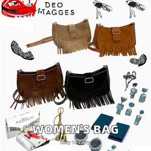 Bolso de hombro con estampado de tela de fieltro para mujer, bandolera pequeña con asa debajo del brazo, de lujo, de color liso. - Product Image 2