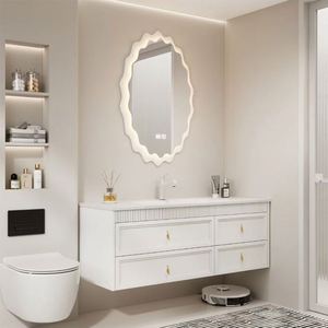 Mueble de Baño Individual de Estilo Europeo Ligero, de Madera de Caucho con Acabado en Pintura para Hornear, con Gran Espacio de Almacenamiento - Product Image 5