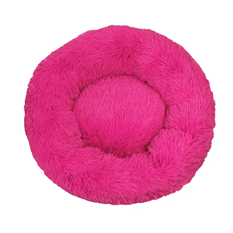 Cama redonda confortável para cachorro, donut acolchoado, cama redonda grande e colorida de lã coral, com zíper, cama redonda e calmante personalizada para animais de estimação