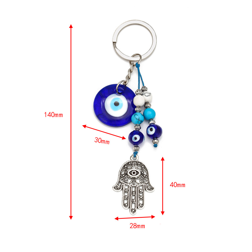 Turkish Blue Evil Eye Keychain Charms Hamsa Hand Pendants Glass Key Chains Hanging Ornament Jewelry Accessories Amulet Good Luck