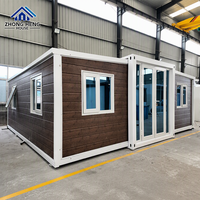 Casa Contenedor Expandible de Lujo de 20/40 pies con Acabado de Madera, Villa Modular Prefabricada de 2 Dormitorios para Residencia en Complejos Turísticos