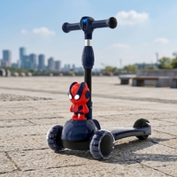 Trottinette enfant Spider Cartoon en promotion, frein arrière, 3 roues, pliable, roues LED clignotantes, guidon en alliage réglable, pour garçons