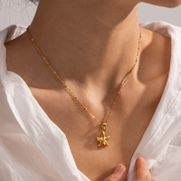 Collar con colgantes de estrella de mar con diseño de vida marina de acero inoxidable de moda minimalista de gama alta