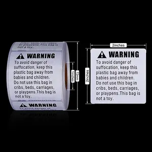 2 * 2in Erstickung gefahr Aufkleber Erstickung von Kindern fernhalten FBA Kunststoff Poly beutel Versand Warnschilder - Product Image 1