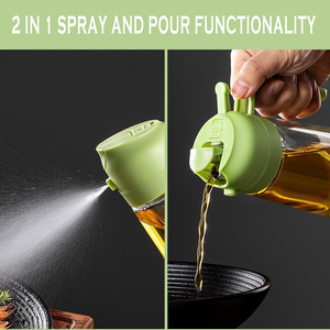 ขวดสเปรย์น้ำมันทำอาหาร 2 in 1 ขนาด 470 มล. สำหรับครัว ขวดแก้วแบบพ่น 2 in 1 ป้องกันการรั่วซึม ใช้กับหม้อทอดไร้น้ำมันได้ - Product Image 4