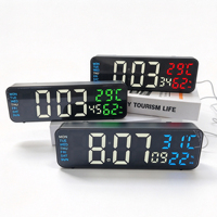 Jam Alarm LED Multifungsi Kreatif Baru dengan Layar Kedua, Penunjuk Suhu, Kelembapan, Kalender, untuk Meja, Kamar Tidur, Samping Tempat Tidur, Anak-anak