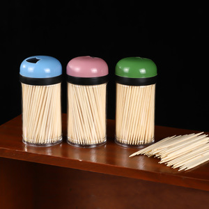 Cure-dents en bois jetables avec capuchons colorés, 100-200 pièces par tube, pour usage domestique et hôtelier - Product Image 3