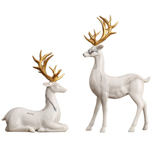 Figuras de pareja de ciervos de estilo nórdico, decoraciones de resina para mesa, para sala de estar, entrada, mueble de TV, mueble para vino - Product Image 5