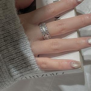 Anillo Abierto de Plata Pura S925 con Zirconia Geométrica Vintage, Simple y Elegante, con Incrustaciones en Forma de Número, a la Moda - Product Image 3